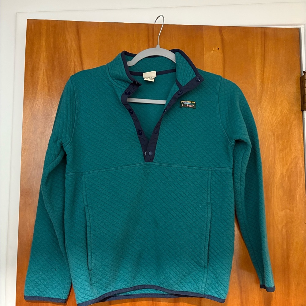 L.L. Bean Teal and Navy Crewneck Sweater